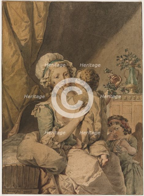 Mother with Two Children, 1788. Creator: Henri Chevaux (French, 1723-1789).