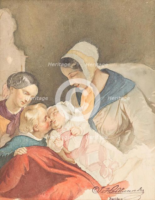 Mother's happiness, undated. (c1850s) Creator: Joseph Hasslwander.