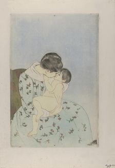 Mother's kiss, ca 1891. Creator: Cassatt, Mary (1845-1926)