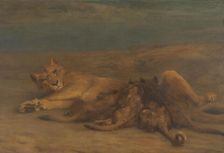 Mother's Love - lioness with four nursing cubs, 1870-1904. Creator: John MacAllan Swan
