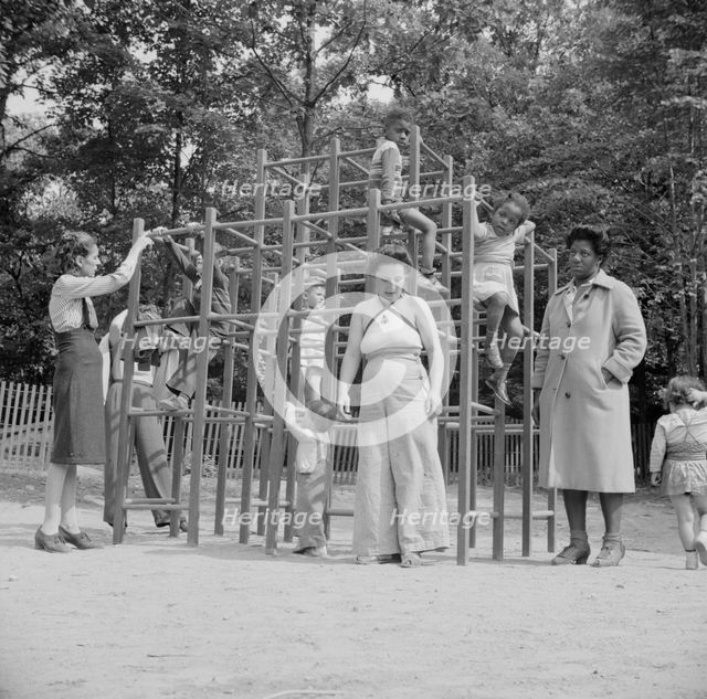 Mothers supervising their children at Camp Ellen Marvin, Arden, New York, 1943. Creator: Gordon Parks.