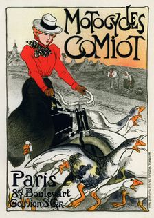 Motocycles Comiot advertising poster, 1899. Creator: Steinlen, Théophile Alexandre (1859-1923)