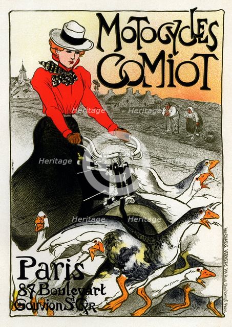 Motocycles Comiot (Advertising Poster), 1899. Artist: Steinlen, Théophile Alexandre (1859-1923)