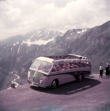 Motor coach on the Furka Pass, Switzerland, c1955. Creator: Arthur Charles Kirby Ware