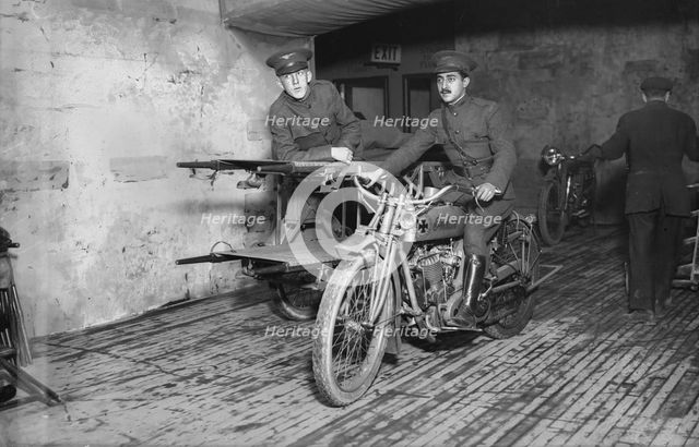 Motor Cycle Ambulance, Hero Land, 1917. Creator: Bain News Service.