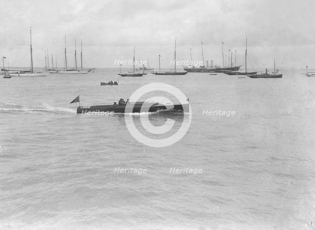 Motor launch 'Roley Poley' under way, 1920. Creator: Kirk & Sons of Cowes.