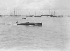 Motor launch Roley Poley under way, 1920. Creator: Kirk & Sons of Cowes