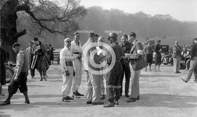Motor racing meeting at Donington Park, Leicestershire, late 1930s. Artist: Bill Brunell.
