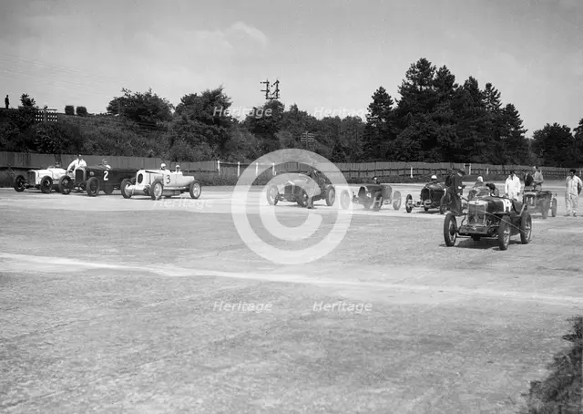 Motor racing at Brooklands. Artist: Bill Brunell.