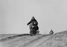 Motorcycle taking part in a trial, c1930s. Artist: Bill Brunell