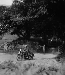 Motorcycle of WT Taylor, Brighton and Hove Motor Club Brighton-Beer Trial, 1930. Artist: Bill Brunell