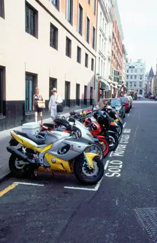 Motorcycle parking area, London 1999