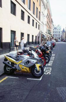 Motorcycle parking area, London 1999