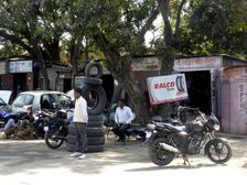 Motorcycle repair shop, Uttarakhand, India 2017. Creator: Unknown