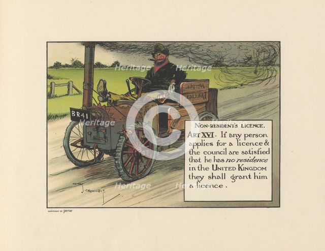 Motoritis, or other interpretations of the Motor Act. Non-Resident’s Licence Article XVI, 1906. Artist: Unknown