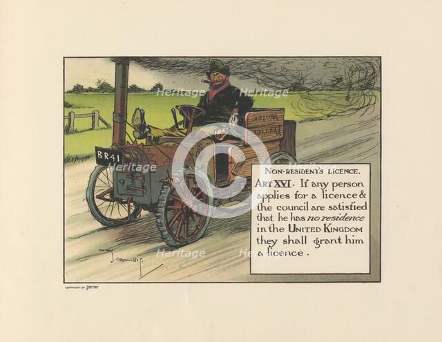 Motoritis, or other interpretations of the Motor Act. Non-Resident’s Licence Article XVI, 1906. Artist: Unknown