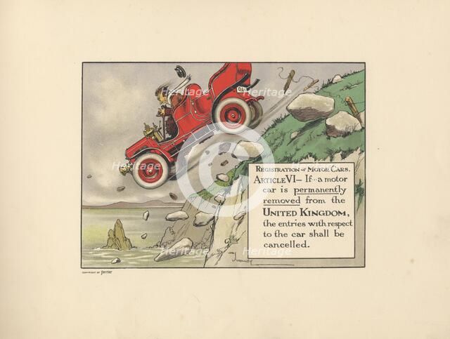 Motoritis,  or other interpretations of the Motor Act. Article VI: Registration of Motor Cars, 1906. Artist: Unknown