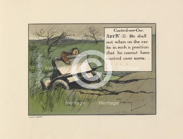 Motoritis, or other interpretations of the Motor Act. Control Over Car  Article IV (2), 1906. Artist: Unknown