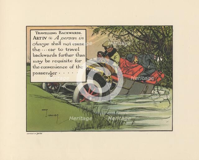 Motoritis, or other interpretations of the Motor Act. Travelling Backwards Article IV (1), 1906. Artist: Unknown