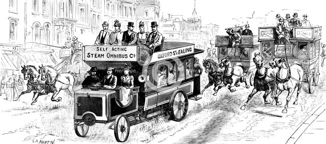 Motors in London: omnibus running from Oxford Circus to Ealing, 1898. Creator: Unknown.
