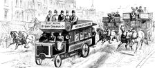 Motors in London: omnibus running from Oxford Circus to Ealing, 1898. Creator: Unknown