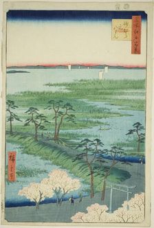 Moto-Hachiman Shrine, Sunamura (Sunamura Moto-Hachiman), from the series "One..., 1856. Creator: Ando Hiroshige