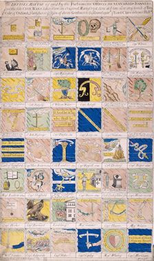 Mottoes used on banners in English Civil War. Artist: Anon