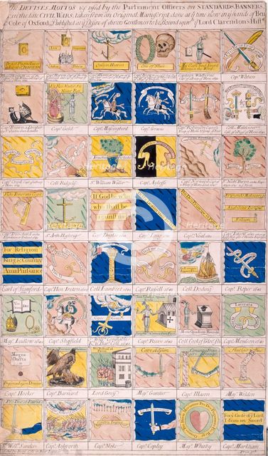 Mottoes used on banners in English Civil War. Artist: Anon