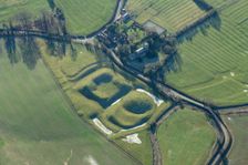 Motte and bailey castle and fishpond earthwork, Lilbourne, Northamptonshire, 2023. Creator: Damian Grady