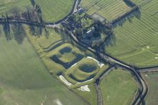 Motte and bailey castle and fishpond earthwork, Lilbourne, Northamptonshire, 2023. Creator: Damian Grady