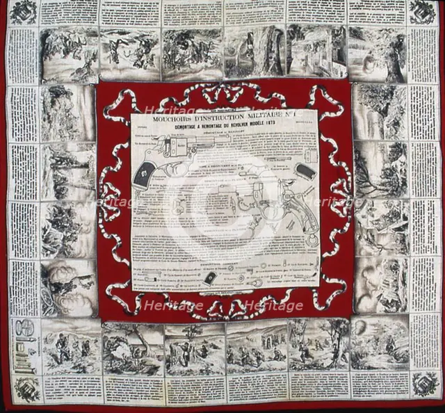 Mouchoirs D'Instruction Militarie No. 1 (Handkerchief), Rouen, 1850/1900. Creator: Alexandre Buquet.