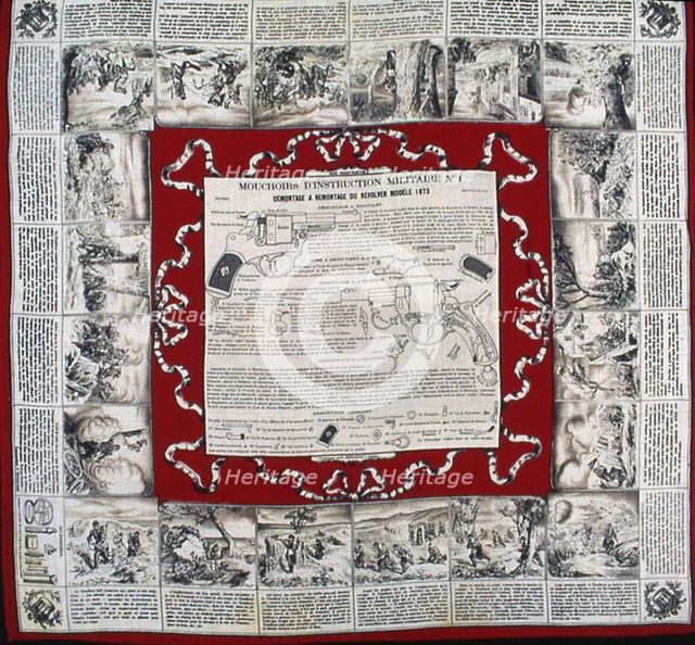 Mouchoirs D'Instruction Militarie No. 1 (Handkerchief), Rouen, 1850/1900. Creator: Alexandre Buquet.