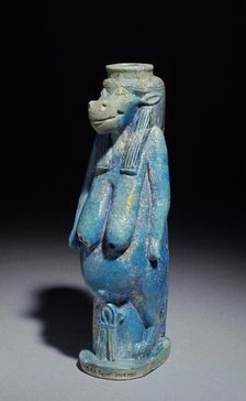 Moulded faience vase in the form of the goddess Taweret, XXVth Dynasty (c770 BC-c715 BC)