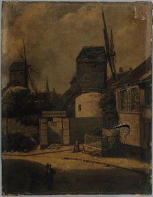 Moulin de la Galette and Moulin Blutefin, Montmartre, 18th arrondissement, c1855 — 1865. Creator: Arsene Desire d Haussy