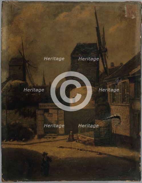 Moulin de la Galette and Moulin Blutefin, Montmartre, 18th arrondissement, c1855 — 1865. Creator: Arsene Desire d' Haussy.
