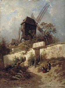 Moulin de la Galette in Montmartre, 1856. Creator: Eugene Ciceri