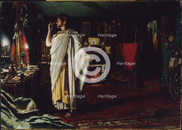 Mounet-Sully putting on makeup in her dressing room before a performance of "Oedipus the King", 1893 Creator: Unknown.