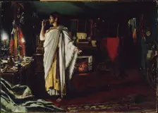 Mounet-Sully putting on makeup in her dressing room before a performance of "Oedipus the King", 1893 Creator: Unknown