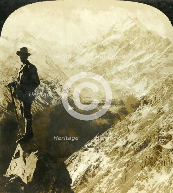 'Mount Cook, and the Head of the Hooker Glacier, New Zealand', c1909. Creator: George Rose.