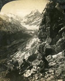 Mount Cook, and the Hooker Glacier and Valley, New Zealand c1909. Creator: George Rose