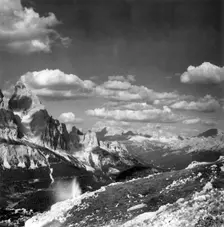 Mount Cristallo from the right, the Tre Cime di Lavaredo, near Cortina, Dolomites, Italy, c1955. Creator: Arthur Charles Kirby Ware