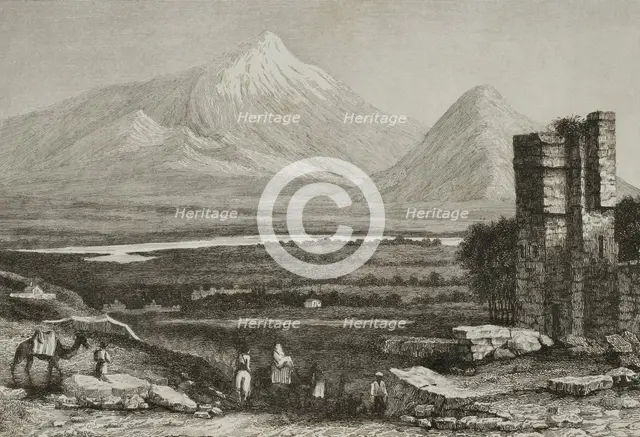 Mount Ararat with its perpetual snow, Armenia, 1838. Creator: Augustin François Lemaitre.