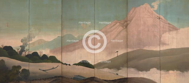 Mount Asama, 19th century. Creator: Aodo; Denzen (1748-1822).