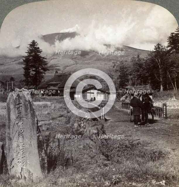 Mount Asama (Asamayama), Japan's largest active volcano, northwest from Katsukake, 1904.Artist: Underwood & Underwood