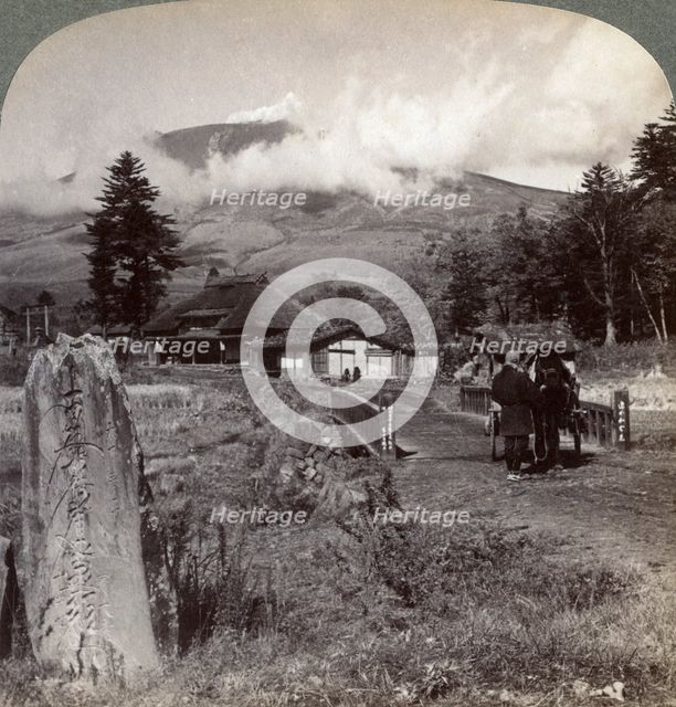 Mount Asama (Asamayama), Japan's largest active volcano, northwest from Katsukake, 1904.Artist: Underwood & Underwood