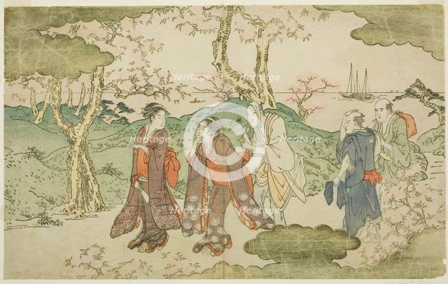 Mount Goten, from the illustrated book "Statue of Fugen (Fugen-zo)", Japan, c. 1790. Creator: Kitagawa Utamaro.