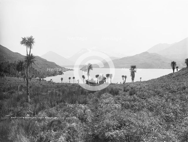 Mount Earnslaw, from Pigeon Island, Lake Wakatipu, 1886. Creator: Burton Brothers.