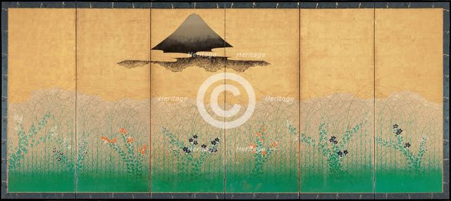 Mount Fuji and the moon, ca 1760. Artist: Anonymous  