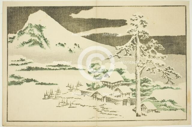 Mount Fuji in Winter, from The Picture Book of Realistic Paintings of Hokusai (Hokusai..., c. 1814. Creator: Hokusai.