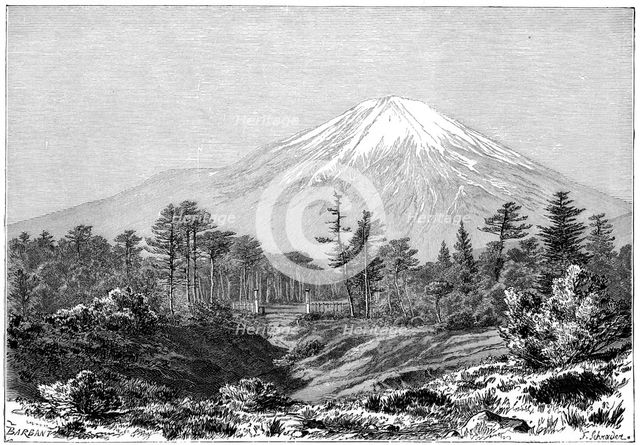 Mount Fuji, Japan, 1895.Artist: Charles Barbant